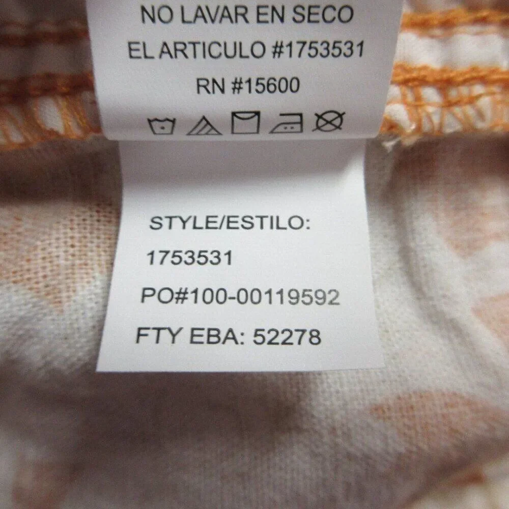 BRIGGS Linen Blend Pull On Shorts Womens Size XL Orange Cream Floral Flowers NWT